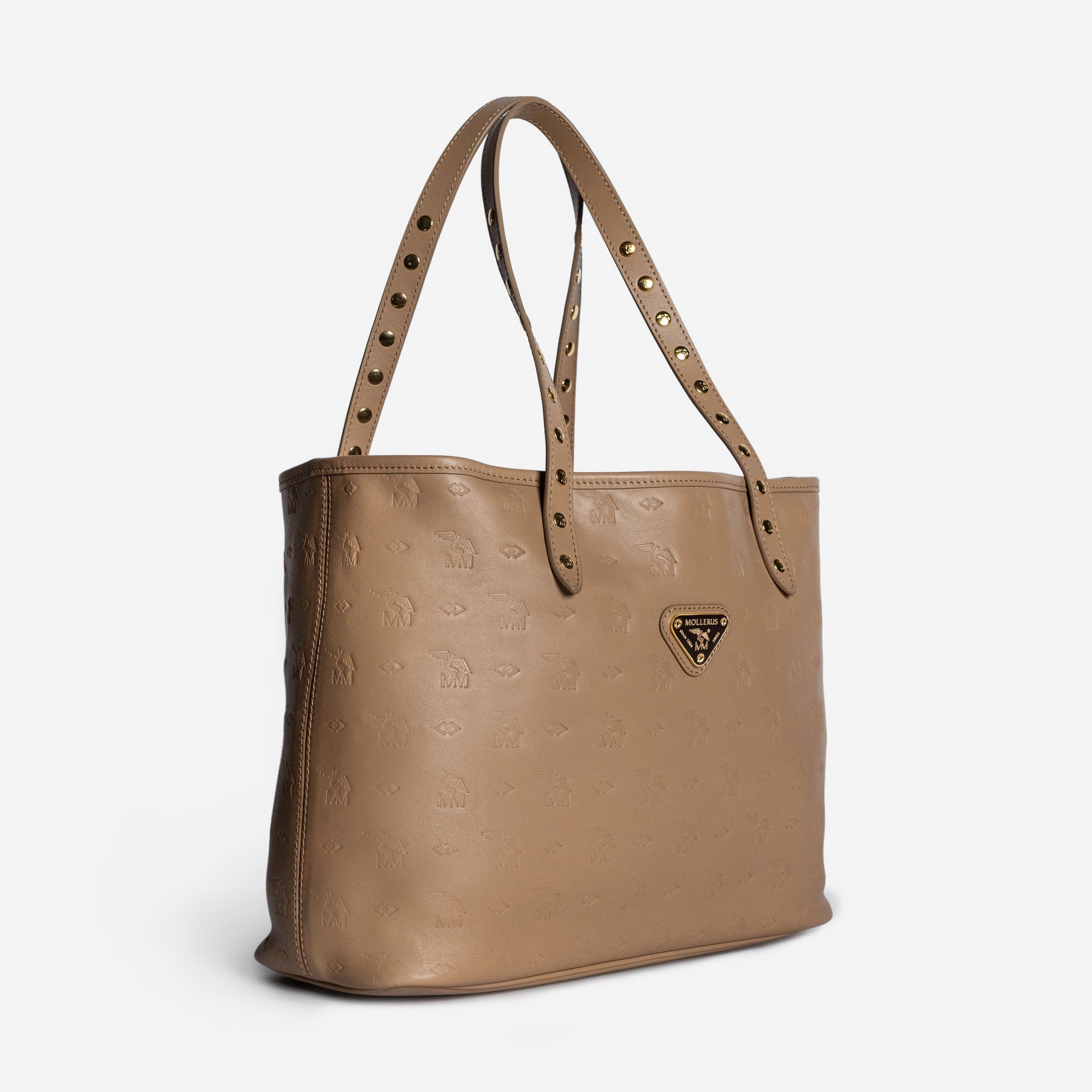 WINTERTHUR | Shopper mit Reissverschluss Stampato cappuccino/gold - leicht seitlich