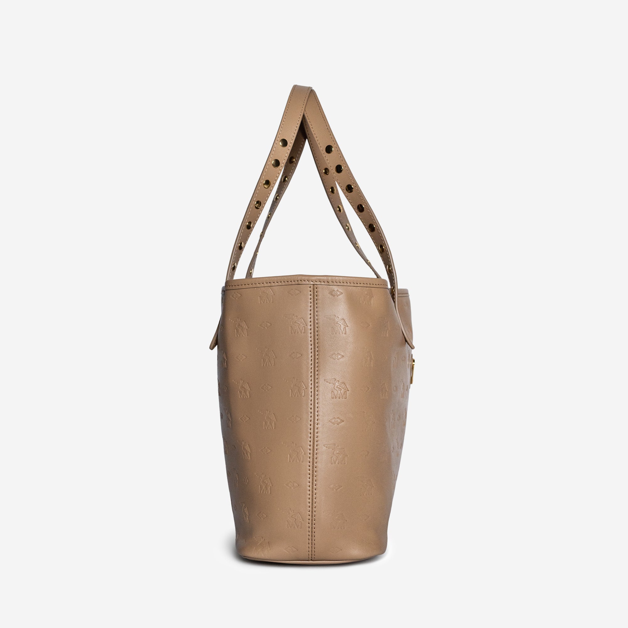 WINTERTHUR | Shopper mit Reissverschluss Stampato cappuccino/gold - seitlich