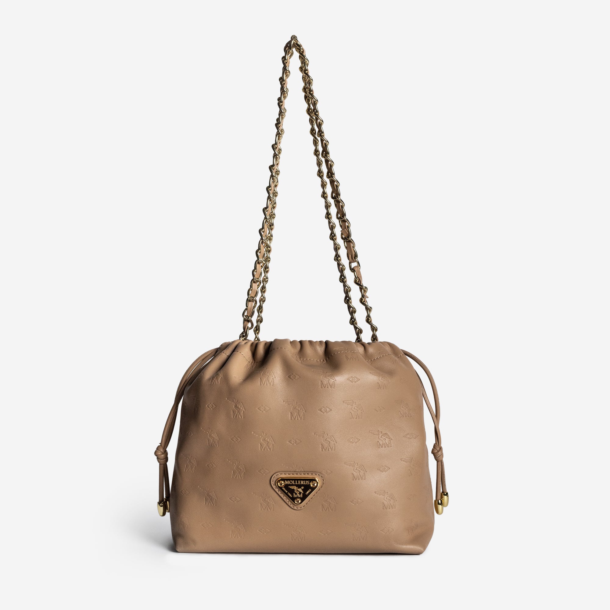 RIDDES | Umhängetasche Stampato cappuccino/gold - frontal 