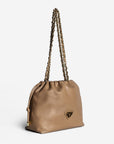 RIDDES | Umhängetasche Stampato cappuccino/gold - leicht seitlich
