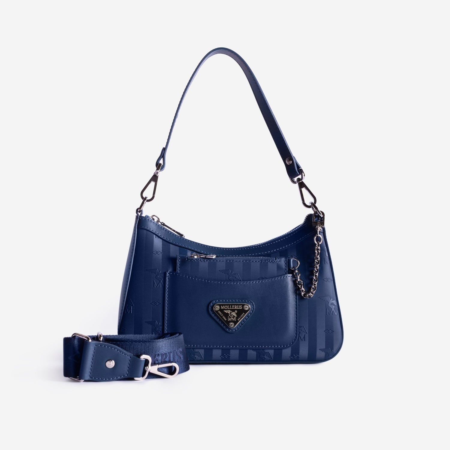 CASTIEL | Schultertasche deep blau/silber - frontal