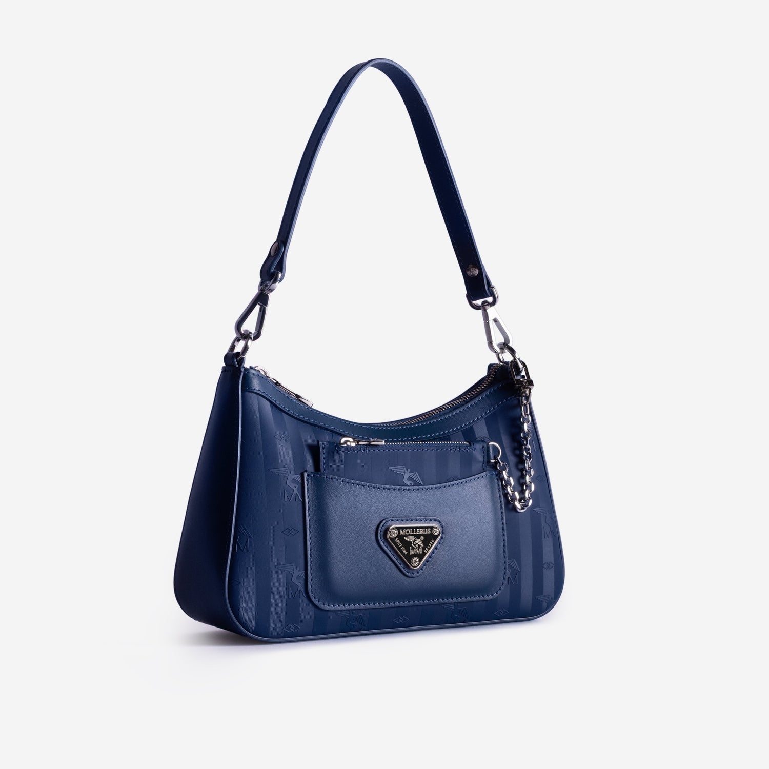 CASTIEL | Schultertasche deep blau/silber - seiltich