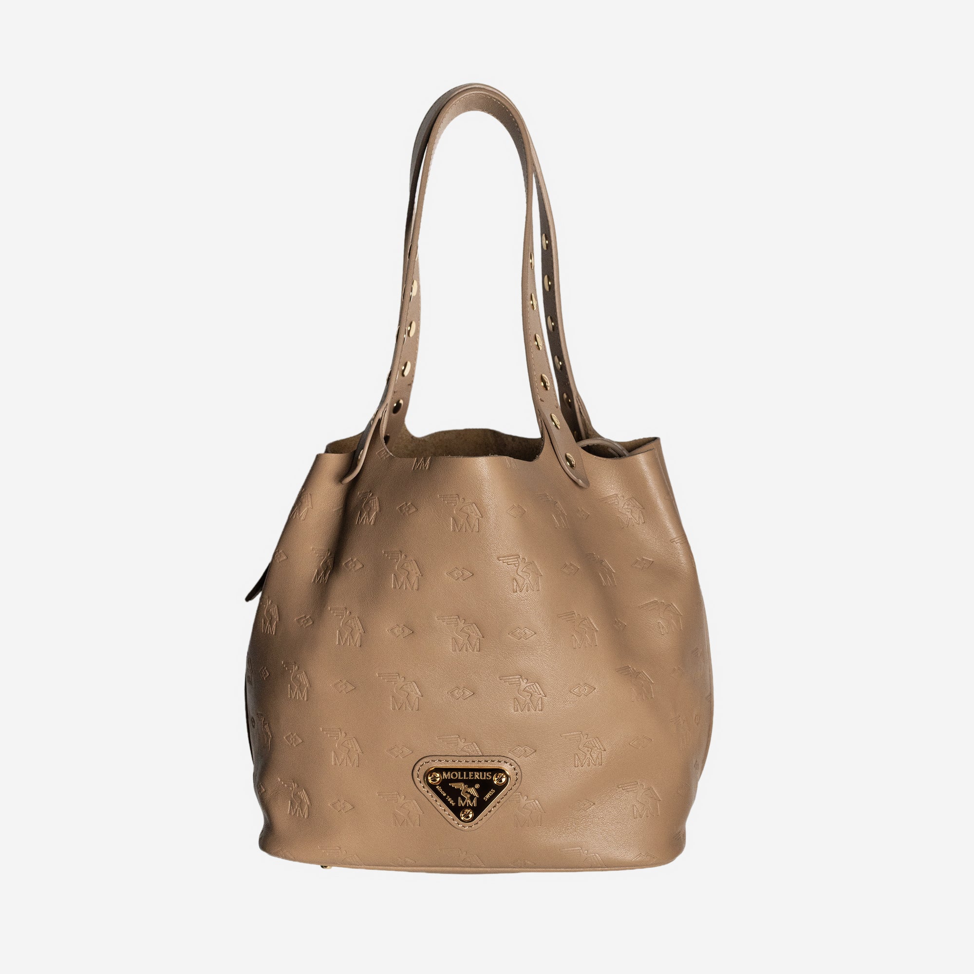 LIDDES | Umhängetasche Stampato cappuccino/gold - frontal