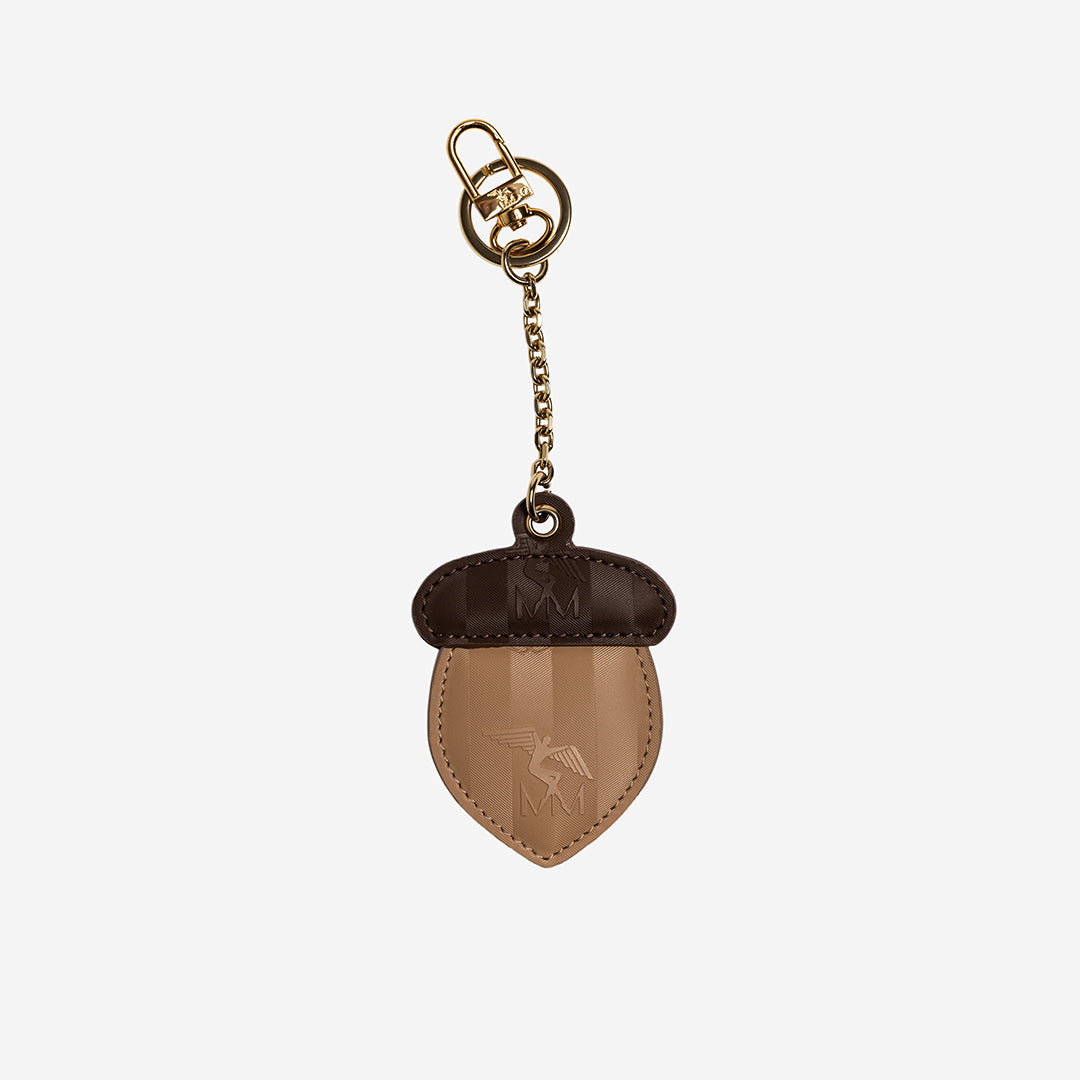 HAZELNUT | Schlüsselanhänger cappuccino beige/terra braun gold - frontal