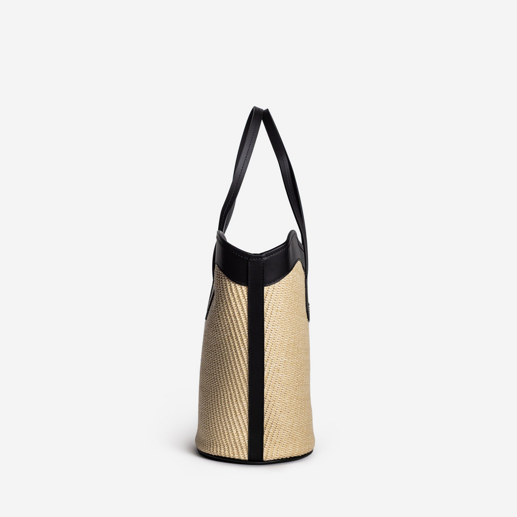 SAINT TROPEZ | Strandtasche Rafia beige/silber - seitlich 