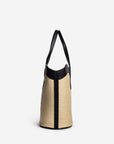 SAINT TROPEZ | Strandtasche Rafia beige/silber - seitlich 