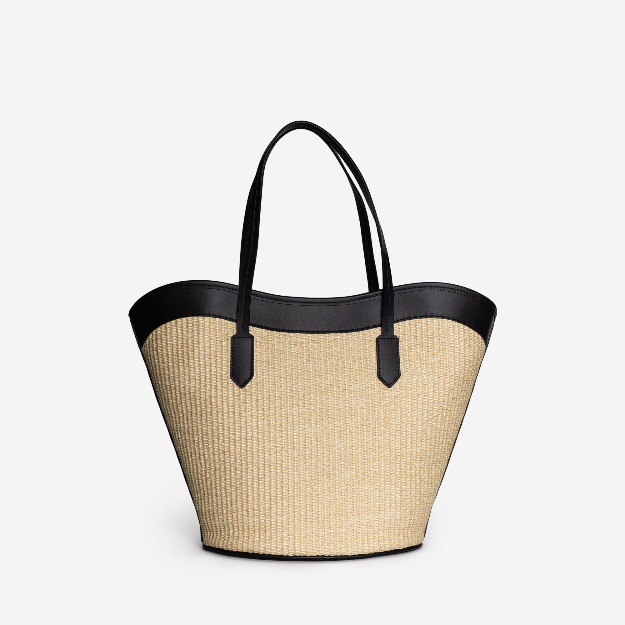 SAINT TROPEZ | Strandtasche Rafia beige/silber - von hinten 