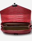 MARLY | Umhängetasche Croco coral pink/silber - von innen 