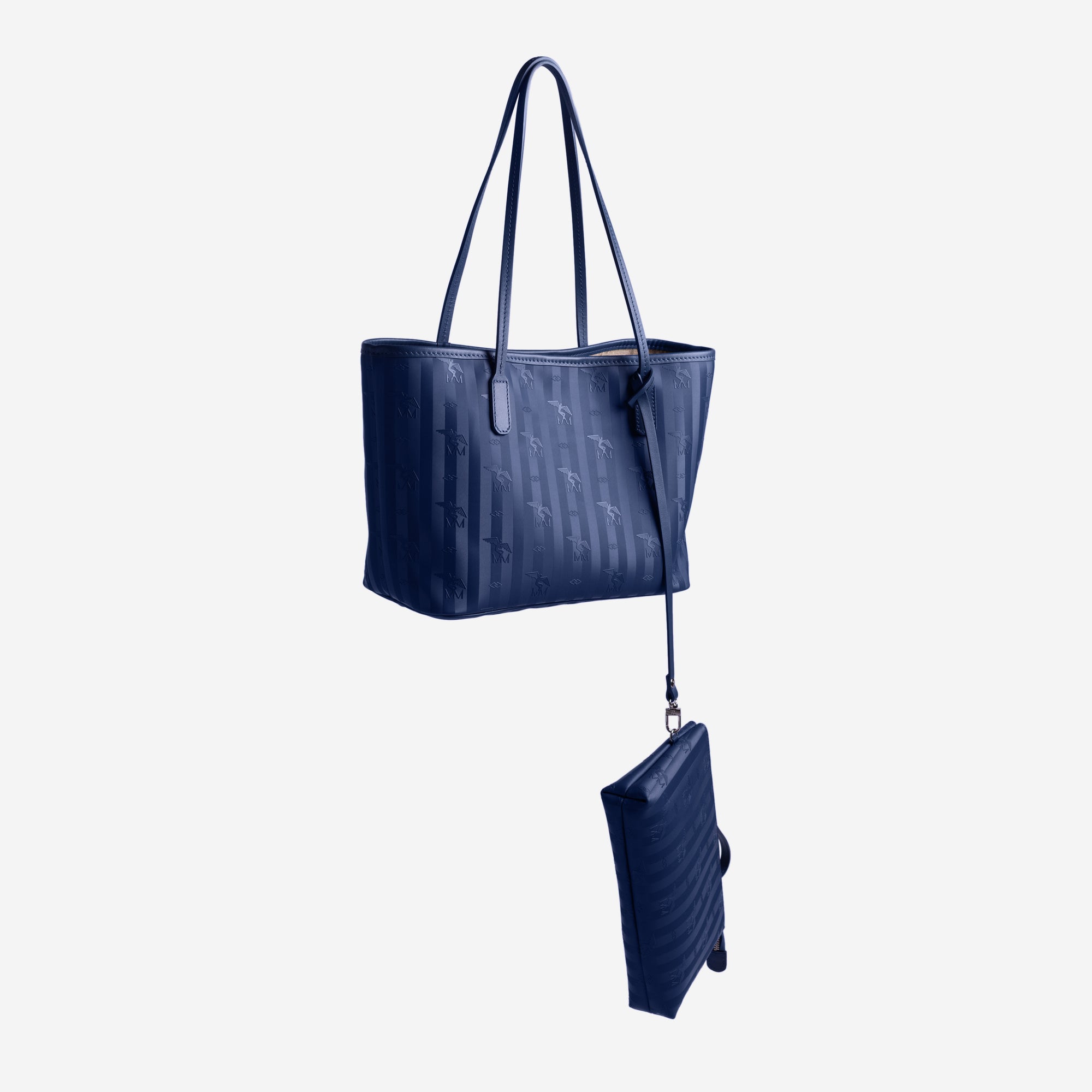 GENF | Shopper deep blau/silber - schwebend von hinten