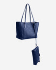 GENF | Shopper deep blau/silber - schwebend von hinten