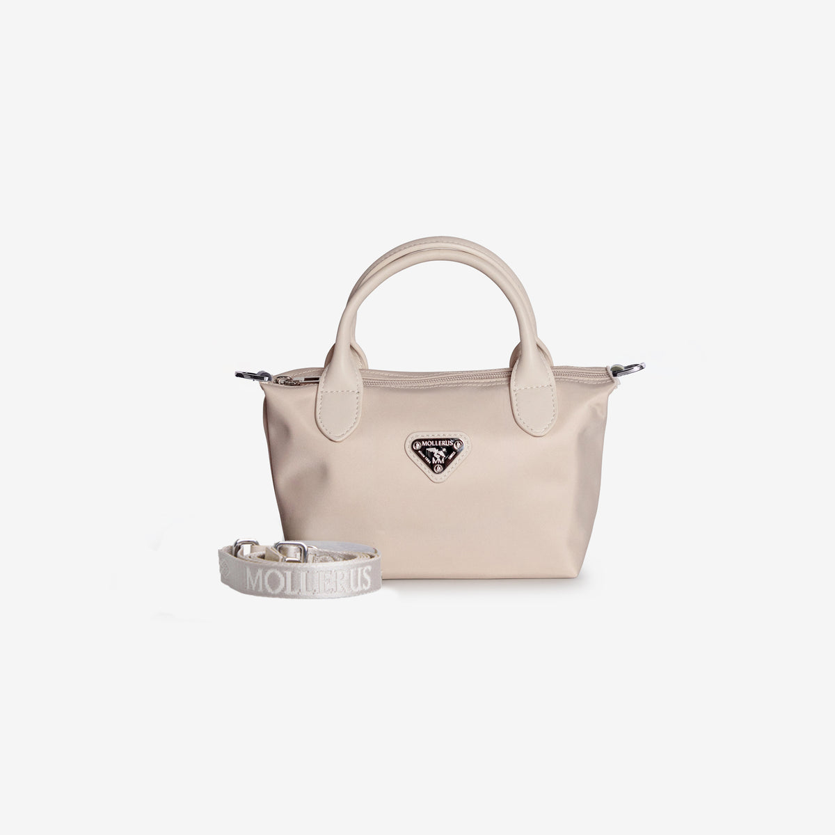 VALS | Umhängetasche Nylon pearl weiss/silber - frontal