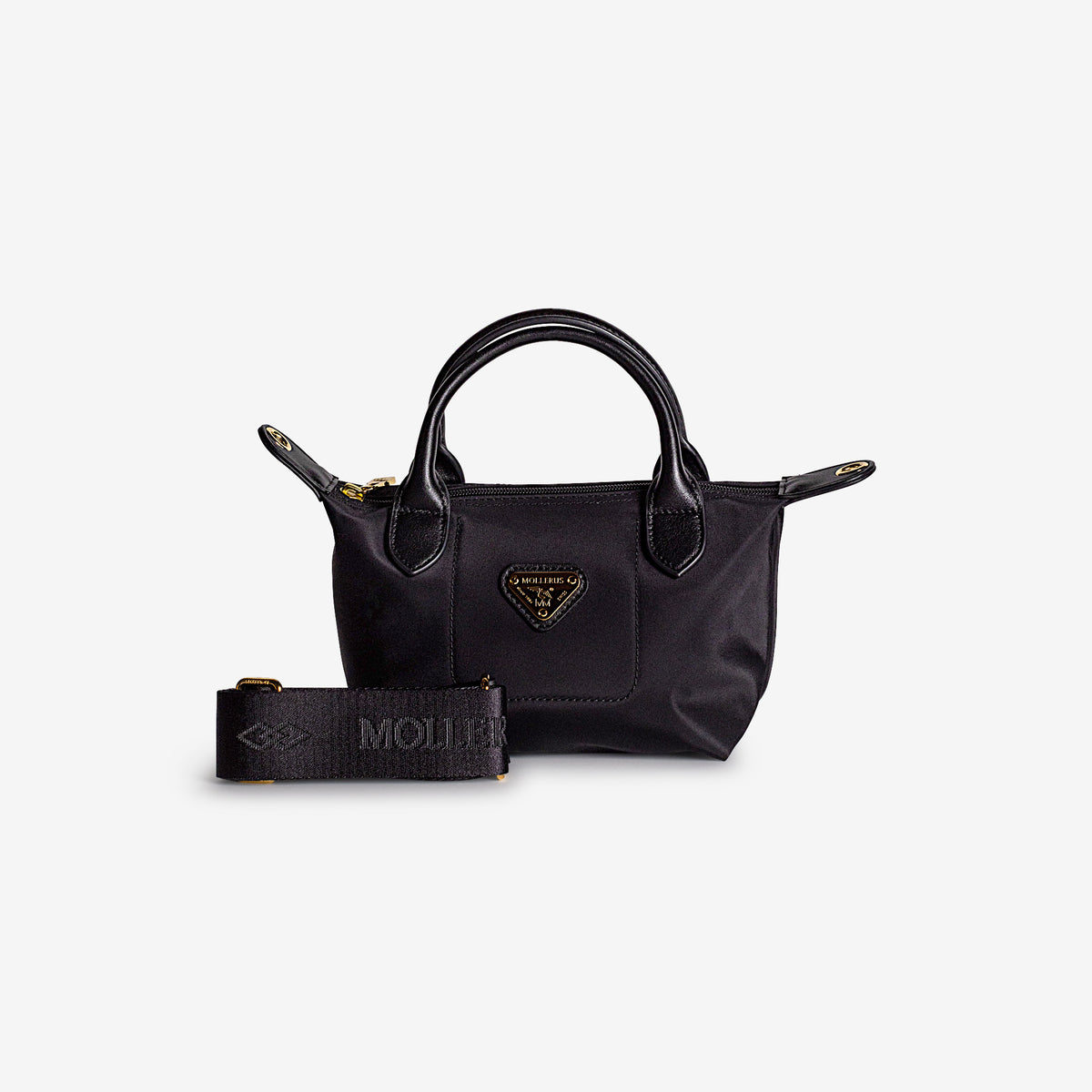 VALS | Umhängetasche Nylon classic schwarz/gold - frontal