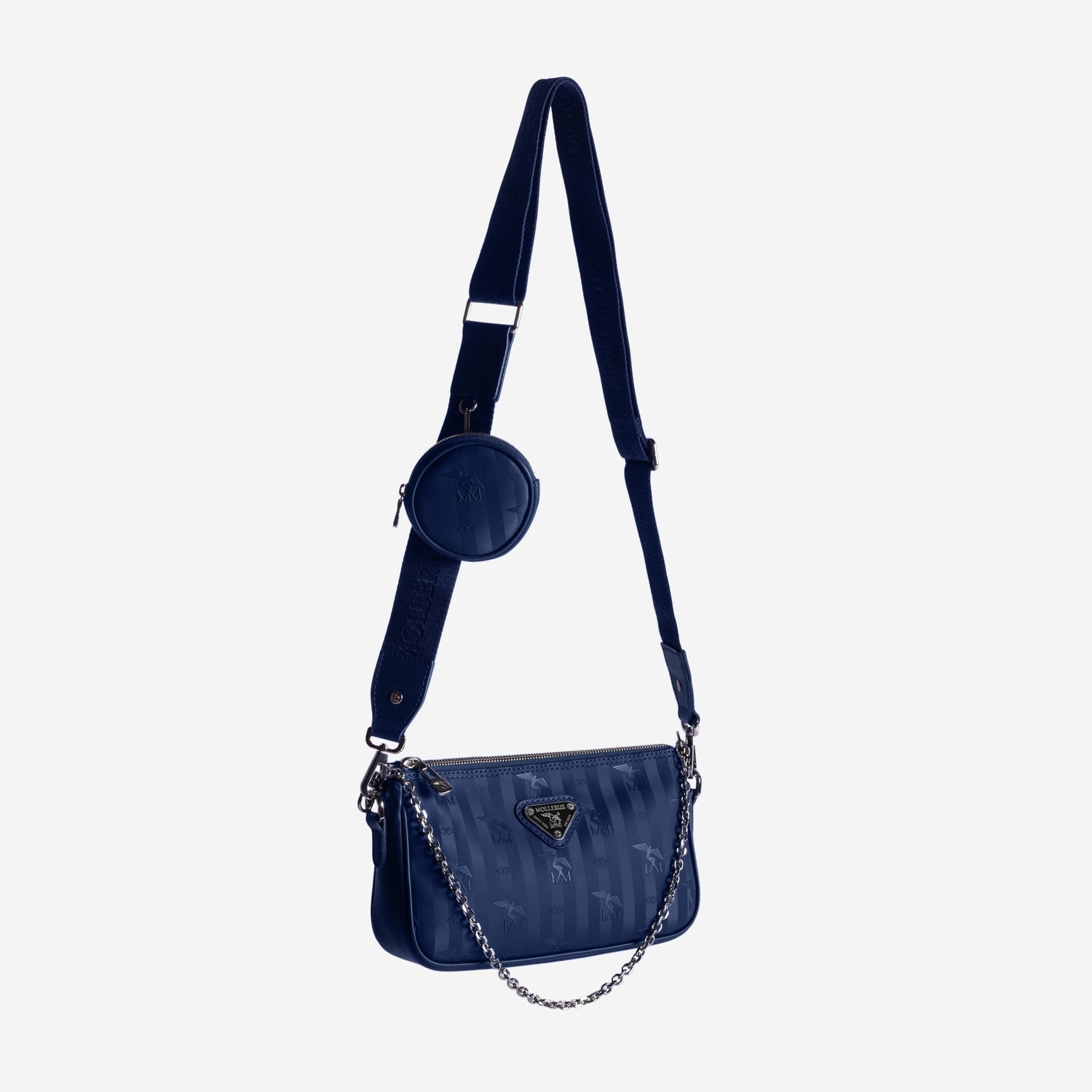 ZELL | Umhängetasche deep blau/silber - detail riemen