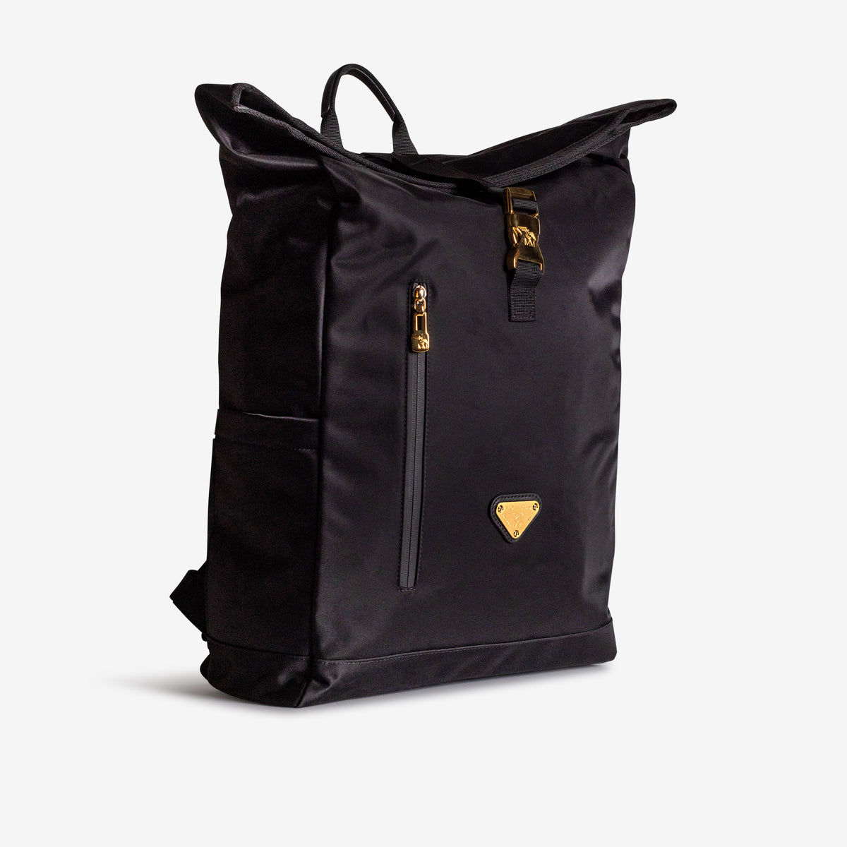 SOLOTHURN | Rucksack Nylon classic schwarz/gold - leicht seitlich