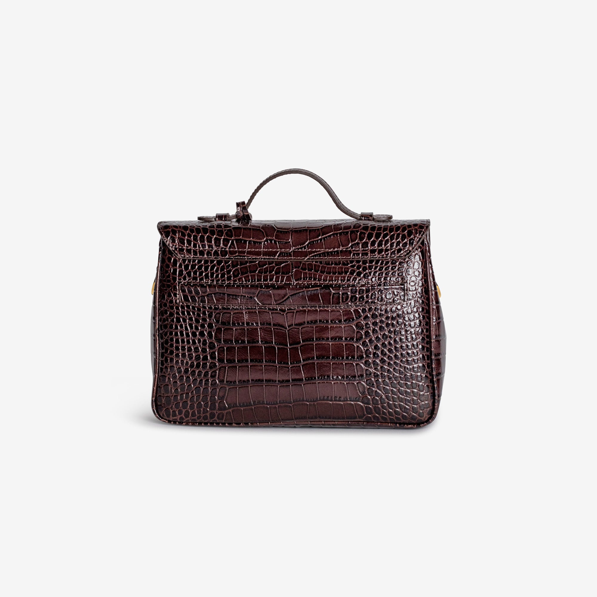 MARLY | Umhängetasche Croco burgundy braun/gold – hinten