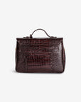 MARLY | Umhängetasche Croco burgundy braun/gold – hinten