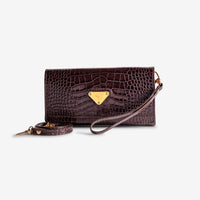 FRESENS | Clutch Croco burgundy braun/gold