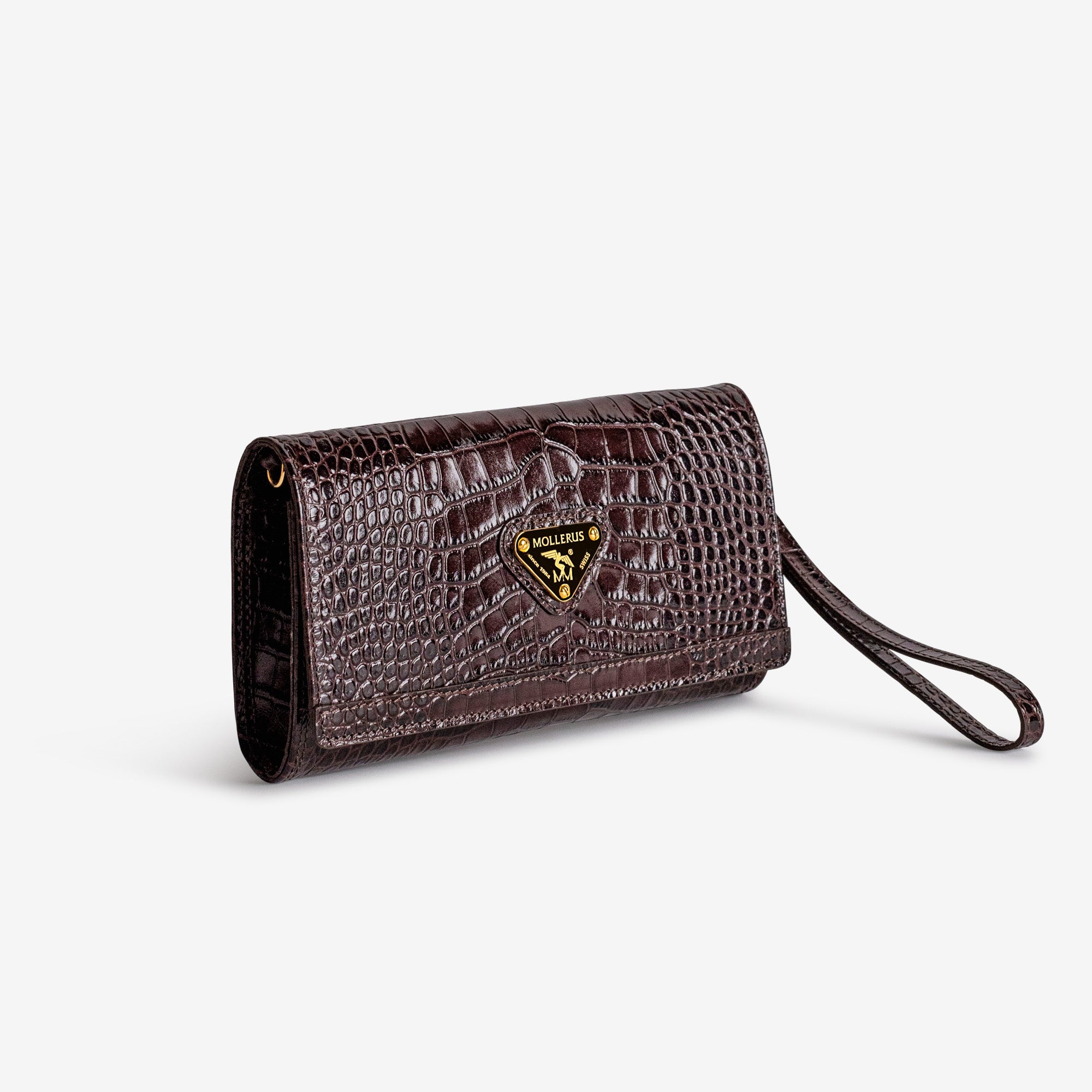 FRESENS | Clutch Croco burgundy braun/gold - seiltich