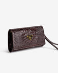 FRESENS | Clutch Croco burgundy braun/gold - seiltich