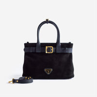 WITTNAU | Handtasche Wildleder classic schwarz/gold