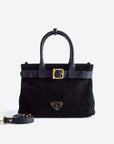 WITTNAU | Handtasche Wildleder classic schwarz/gold
