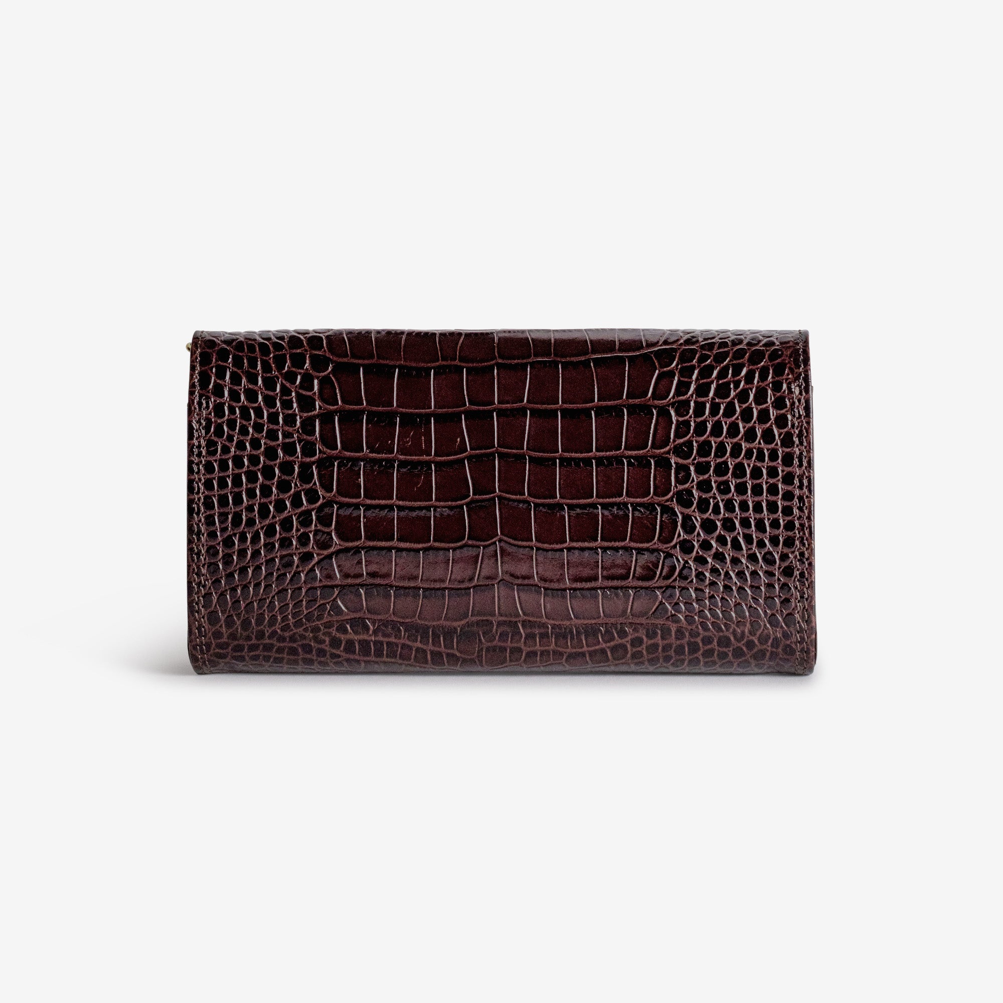 FRESENS | Clutch Croco burgundy braun/gold - hinten