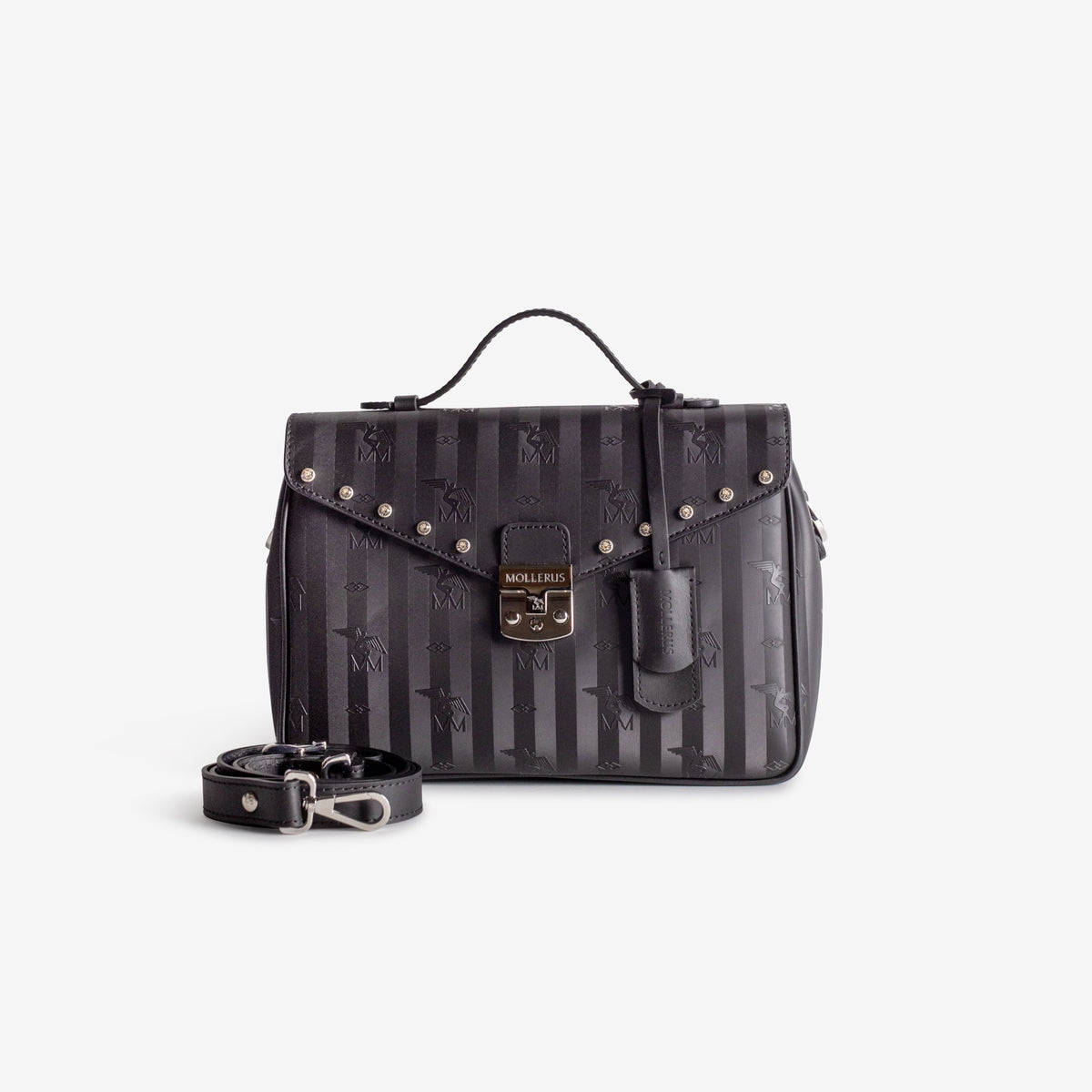 MARLY | Umhängetasche Diamonds classic schwarz/silber – frontal
