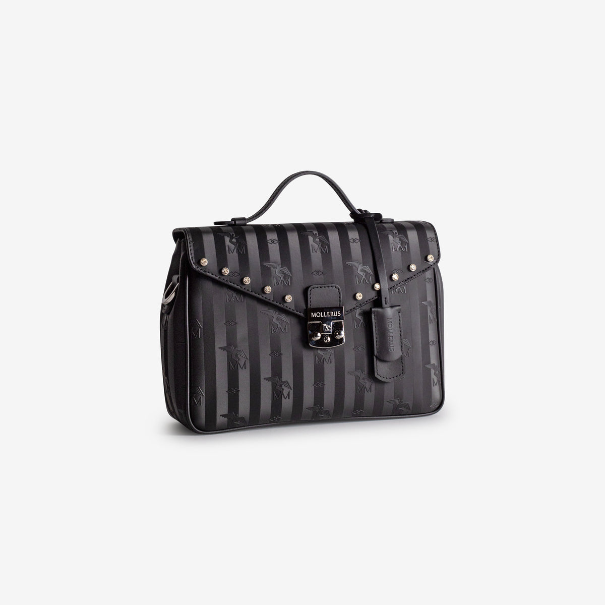 MARLY | Umhängetasche Diamonds classic schwarz/silber – seitlich