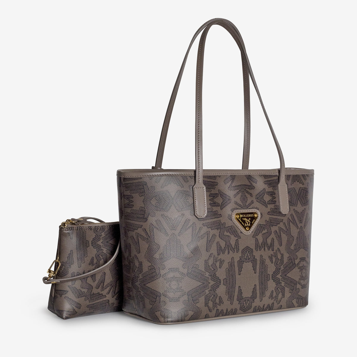 GENF | Shopper Maze schwarz fango/gold - leicht seitlich