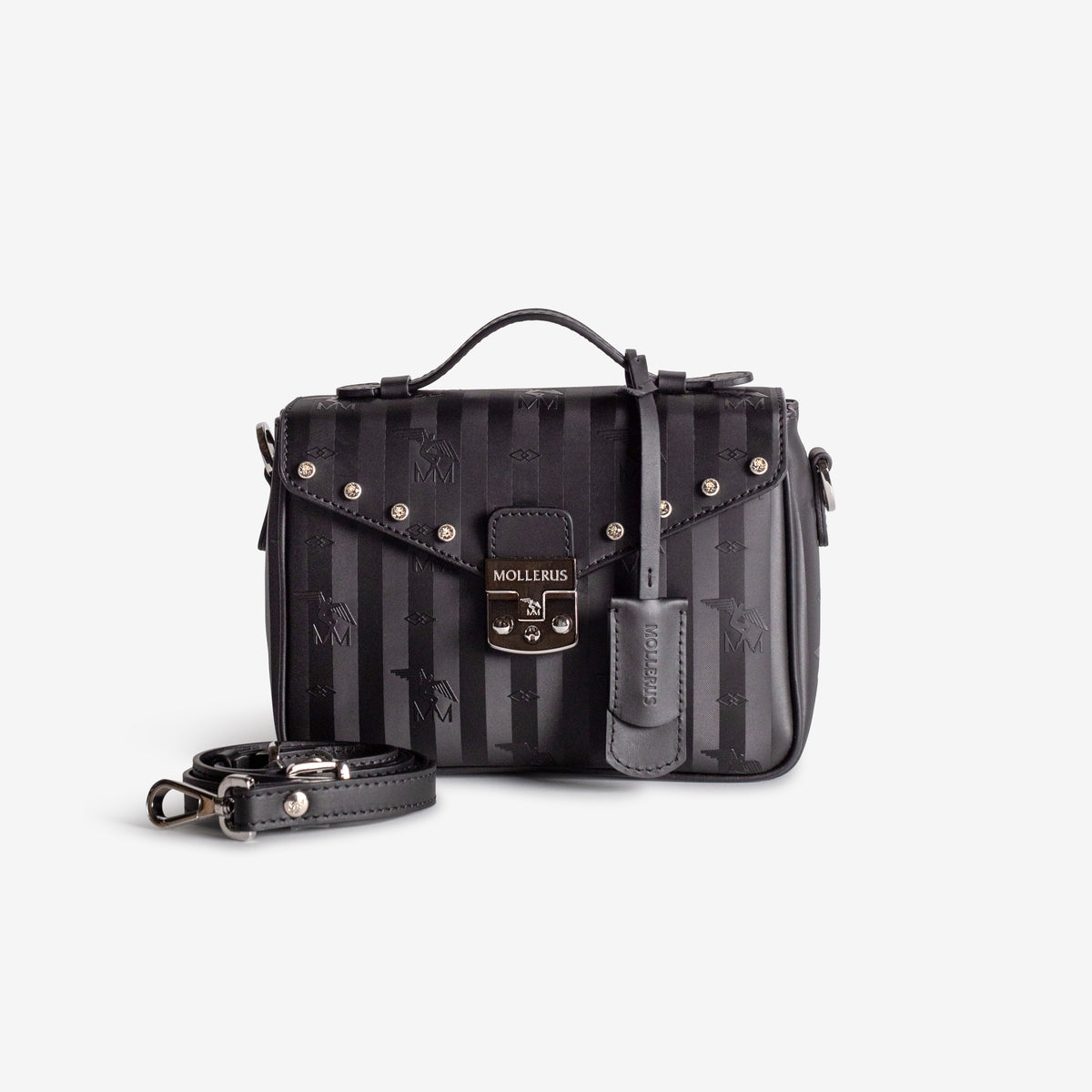 MEYRIN | Umhängetasche Diamonds classic schwarz/silber – frontal
