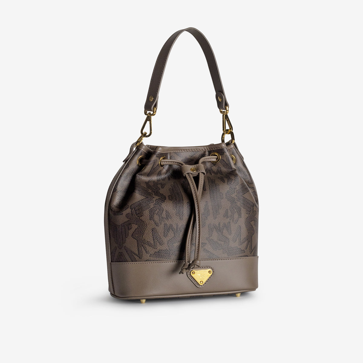 SION | Beuteltasche Maze schwarz fango/gold - leicht seitlich