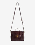 MARLY | Umhängetasche Croco burgundy braun/gold – hängend