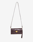 FRESENS | Clutch Croco burgundy braun/gold - hängend