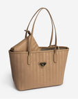GENF | Shopper cappuccino beige/gold - seitlich mit Pochette