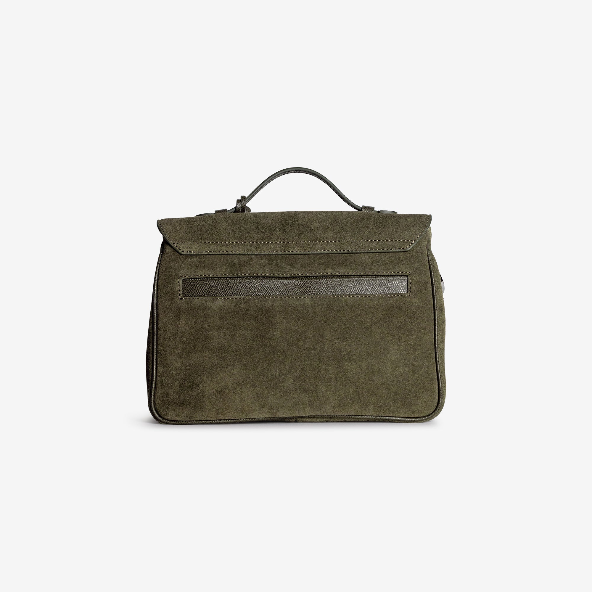 MARLY | Umhängetasche Wildleder moosgrün/gold - von hinten