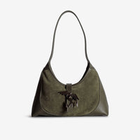 GSTAAD | Schultertasche Wildleder moosgrün/gold