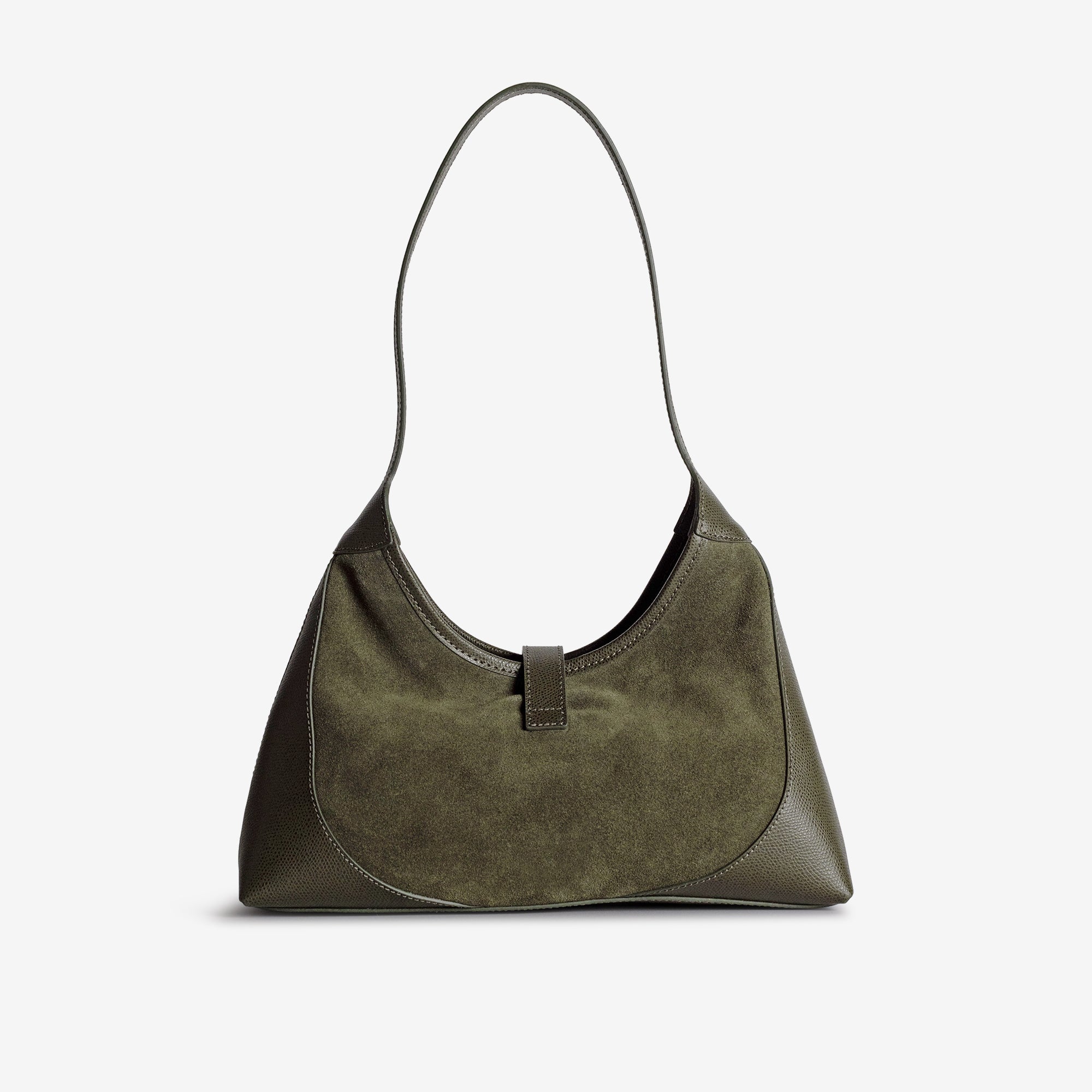 GSTAAD | Schultertasche Wildleder moosgrün/gold - von hinten