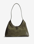 GSTAAD | Schultertasche Wildleder moosgrün/gold - von hinten