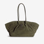 ANDERMATT | Schultertasche Wildleder moosgrün/gold - frontal