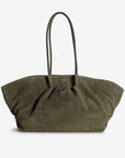 ANDERMATT | Schultertasche Wildleder moosgrün/gold - frontal