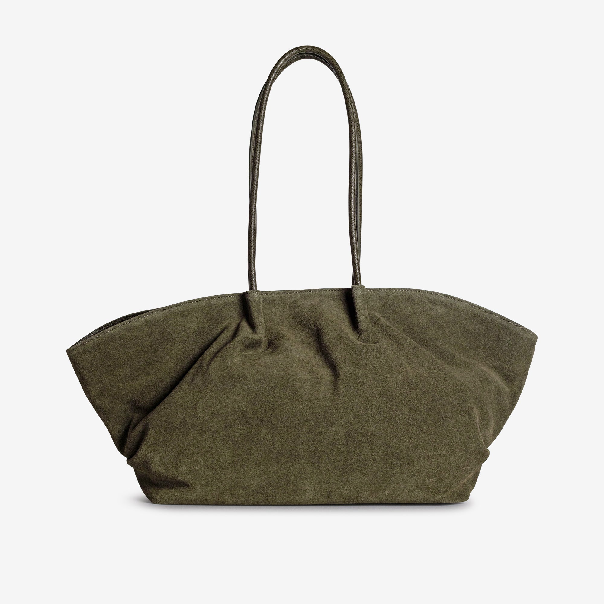 ANDERMATT | Schultertasche Wildleder moosgrün/gold - von hinten