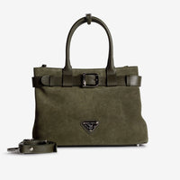 WITTNAU | Handtasche Wildleder moosgrün/gold