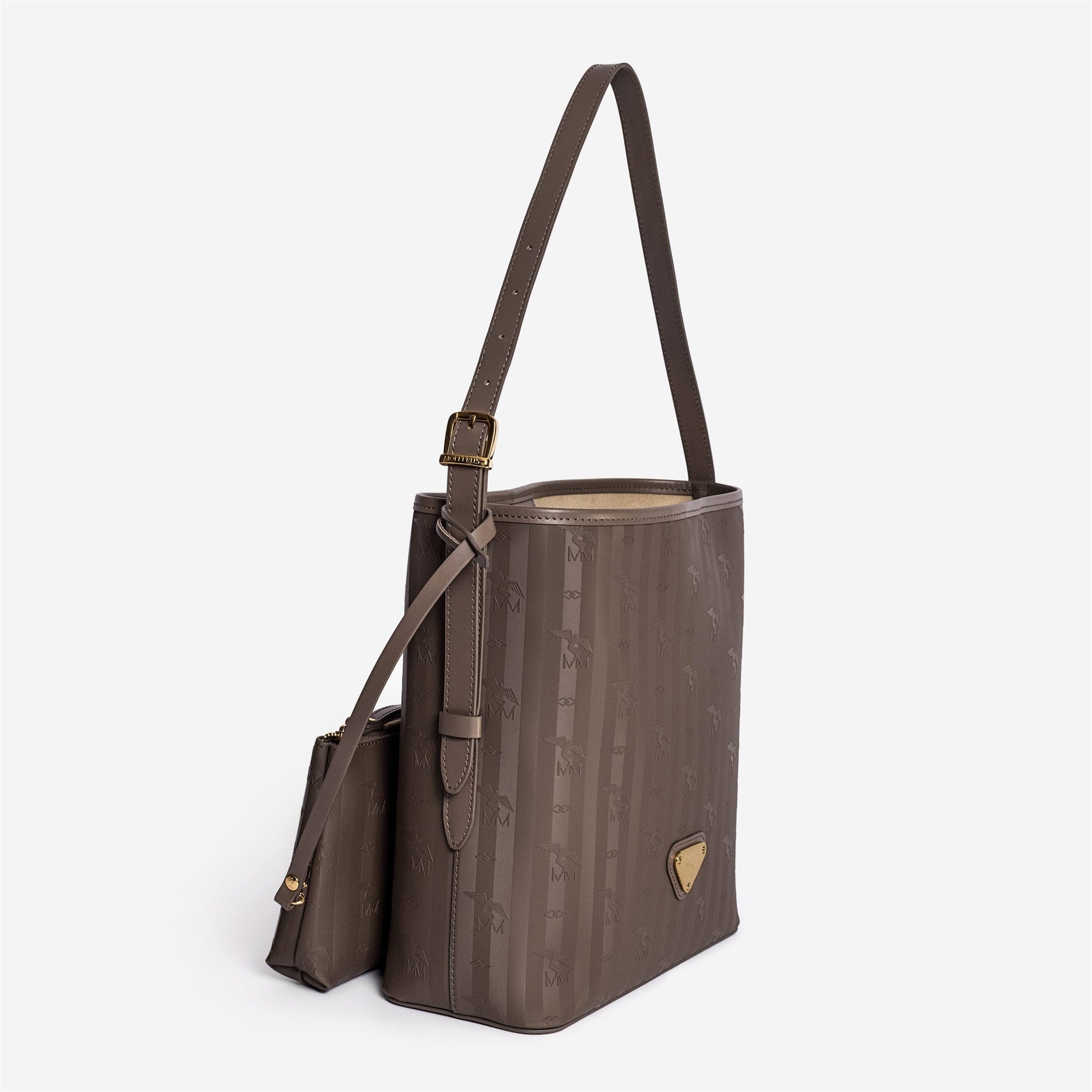 BANNWIL | Beuteltasche fango braun/gold - leicht seitlich