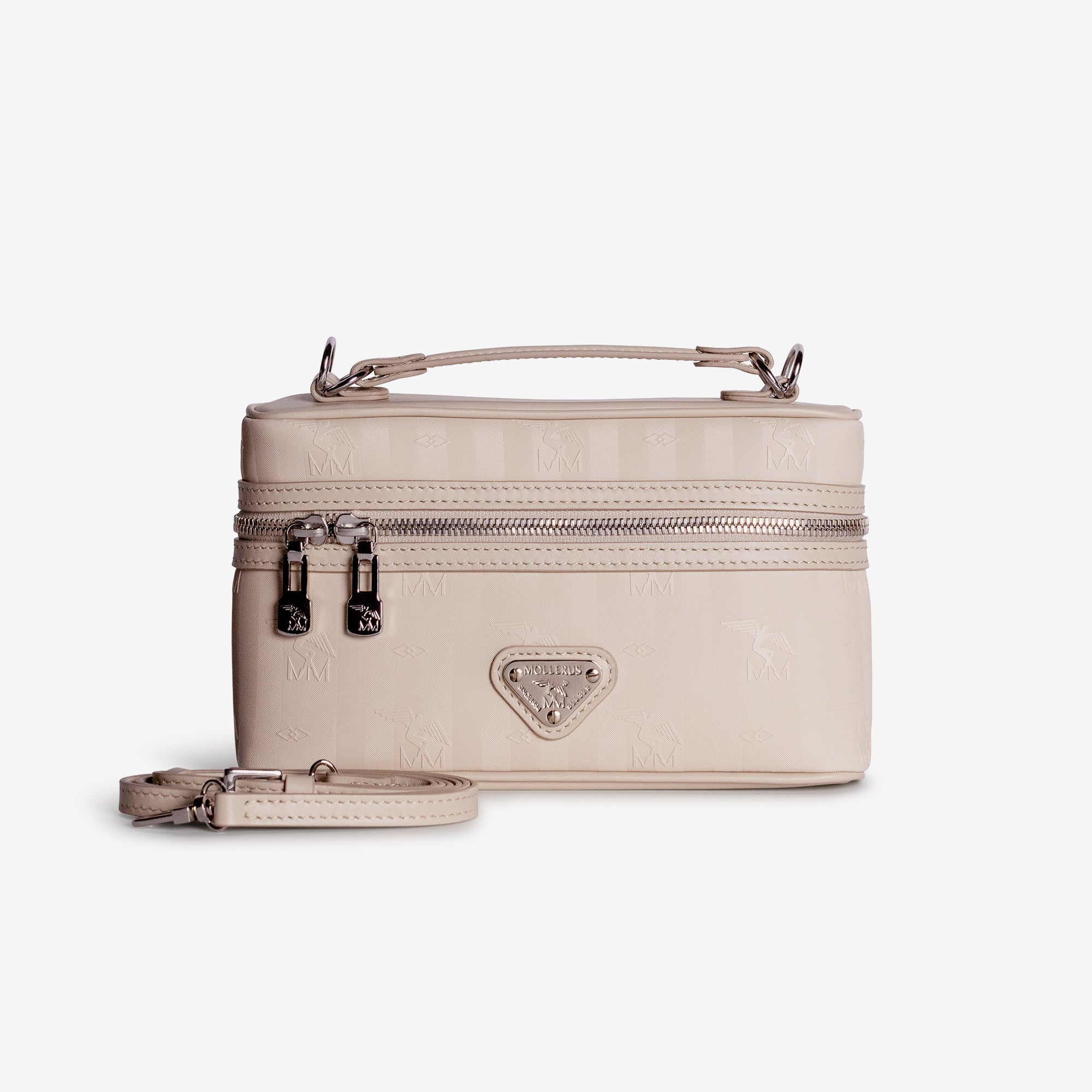 MOUTIER | Umhängetasche pearl weiss/silber - frontal Hänkel