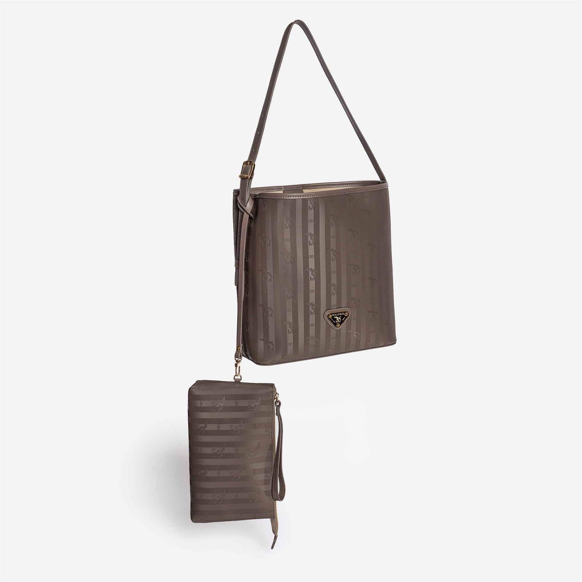BANNWIL | Beuteltasche fango braun/gold - seitlich hängend