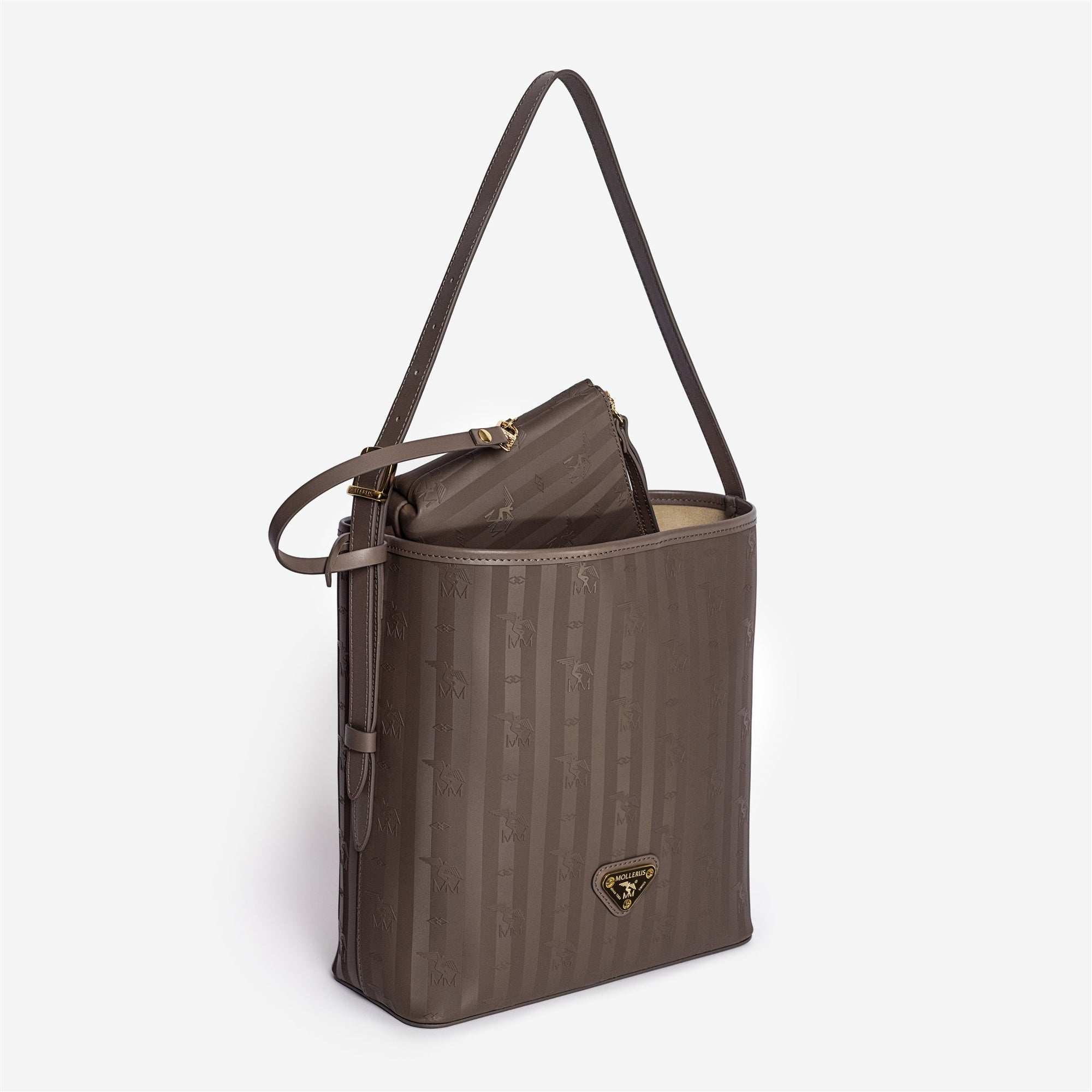 BANNWIL | Beuteltasche fango braun/gold - seitlich