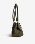RUE | Schultertasche Wildleder moosgrün/gold -seitlich