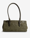 RUE | Schultertasche Wildleder moosgrün/gold - von hinten