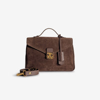 MARLY | Umhängetasche Wildleder braun/gold