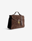 MARLY | Umhängetasche Wildleder braun/gold - leicht seitlich